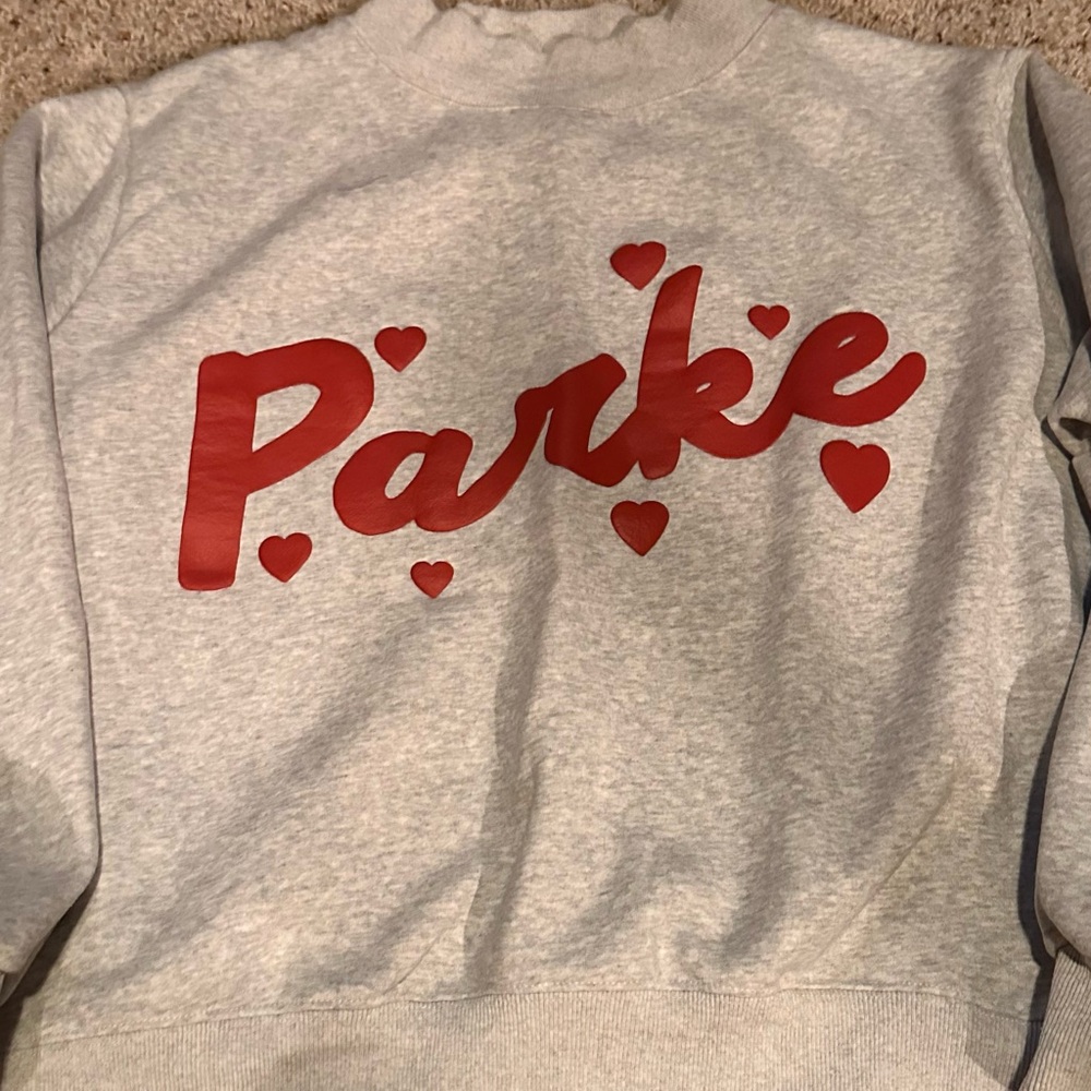 Parke Grey Sweatshirt with red hearts. ❤️